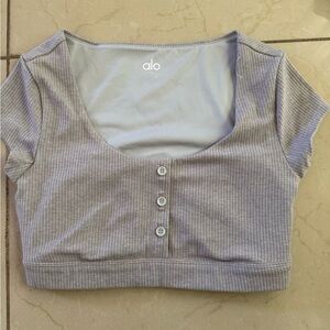 ALO Yoga Women's Gray Ribbed Crop Top